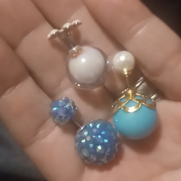 Ball back earrings reversible 3 pair. - Picture 3 of 12